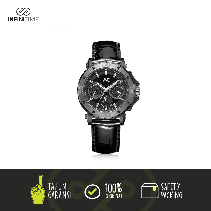 Jam Tangan Alexandre Christie AC 9205 Full Black Wanita Leather