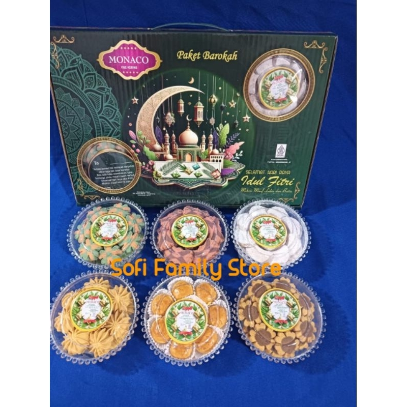 

Paket kue lebaran parcel kue kering ramadan dari Monaco Toples Bulat
