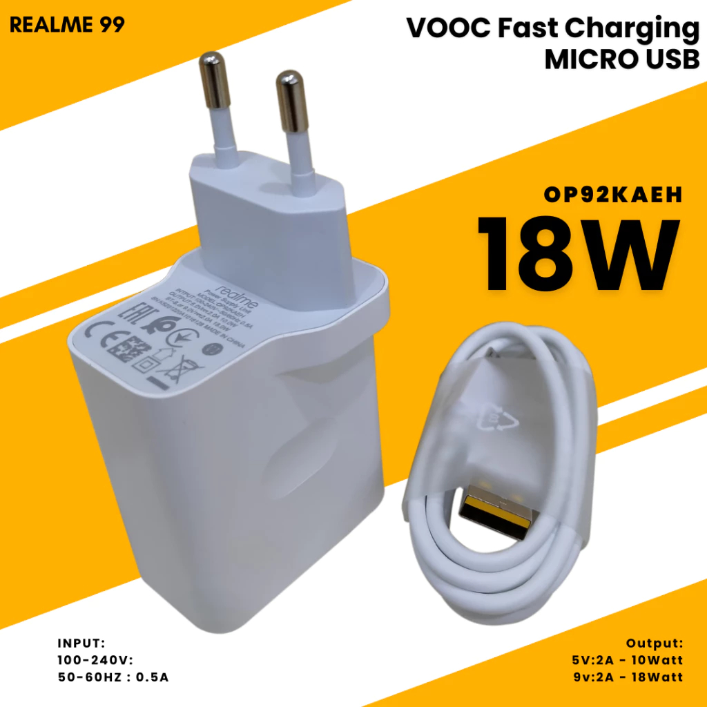 Charger Casan Realme C11 C12 C15 C20 C21 C21Y C25Y C30 C31 C33 Original 18W Fast Charging Micro Usb