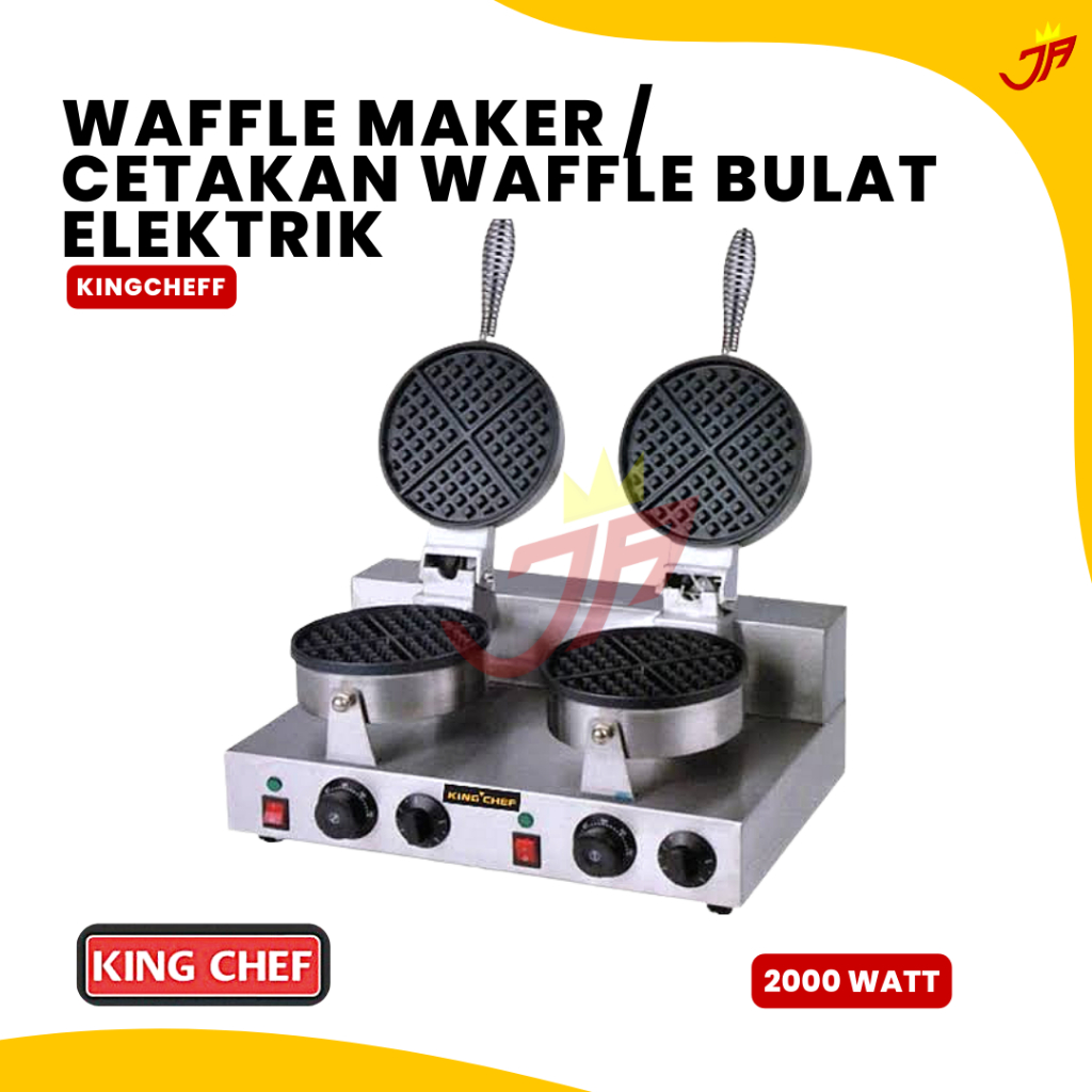 KINGCHEFF Waffle Maker Cetakan Waffle Bulat Elektrik Cetakan Kue Waffle Bulat Elektrik