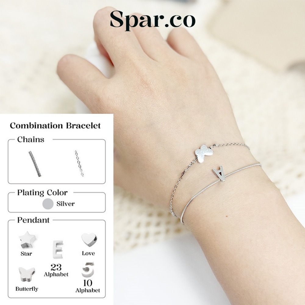 Spar.co Silver Bracelet DIY Custom 1 Charm - Gelang Silver Custom Dengan 1 Charm Flexible SP-BD1-16