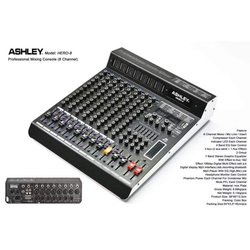 MIXER AUDIO ASHLEY HERO 8 / ASHLEY HERO8 ORIGINAL 8 CHANNEL
