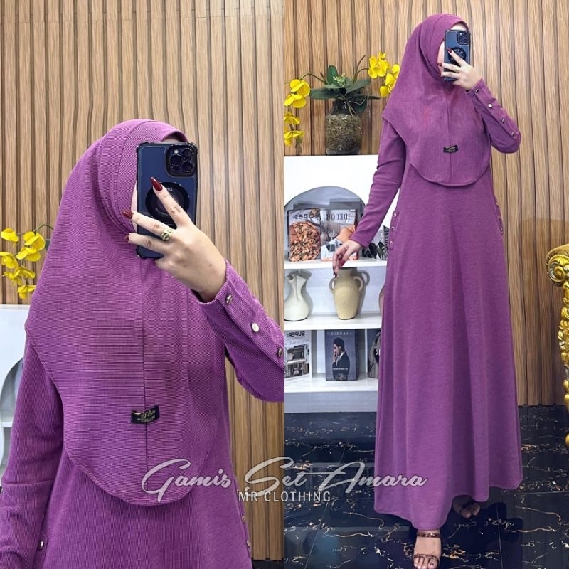 GAMIS AMARA SET KNIT HIJAB/gamis kekinian
