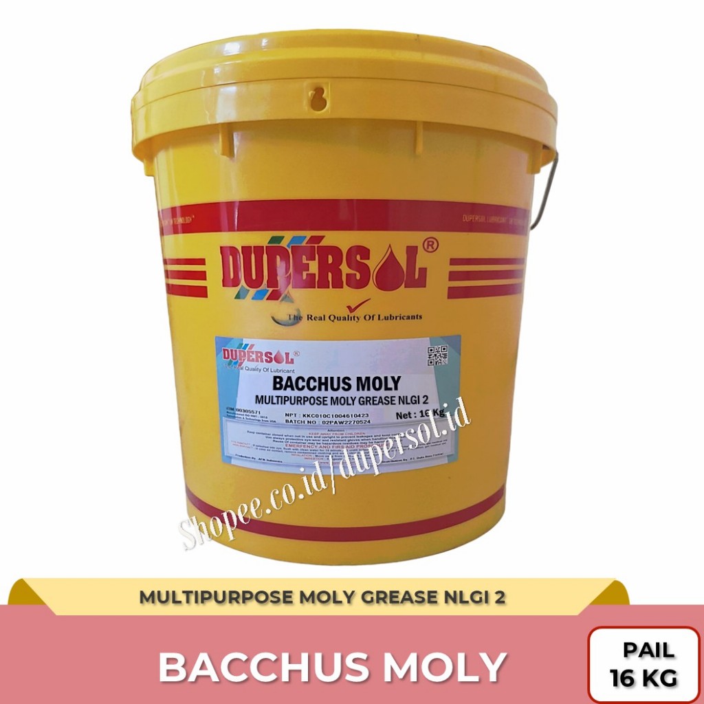 DUPERSOL BACCHUS MOLY Molybdenum Disulphide Grease NLGI 2 Gemuk Bearing Anti Aus (PAIL 16KG)