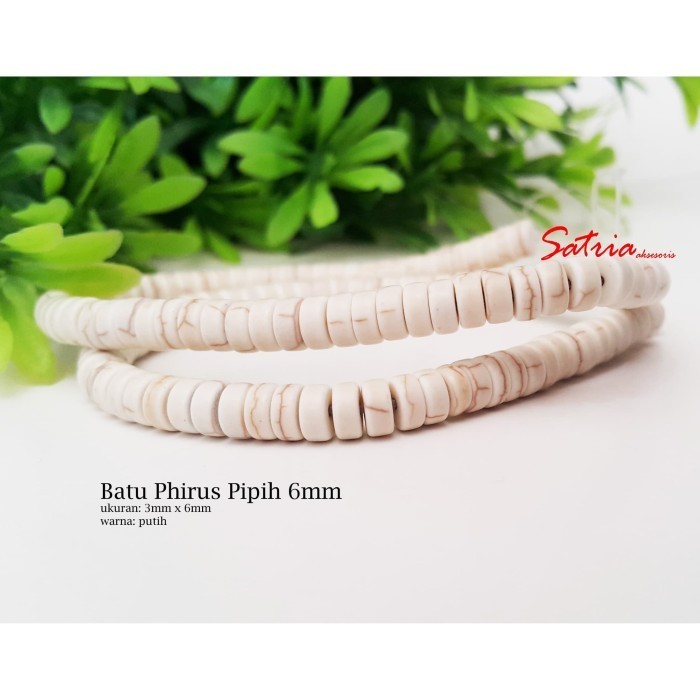 BATU ALAM NATURAL STONE BATU PHIRUS PIPIH 3X6MM PUTIH / BAHAN MANIK MANIK KERAJINAN TANGAN