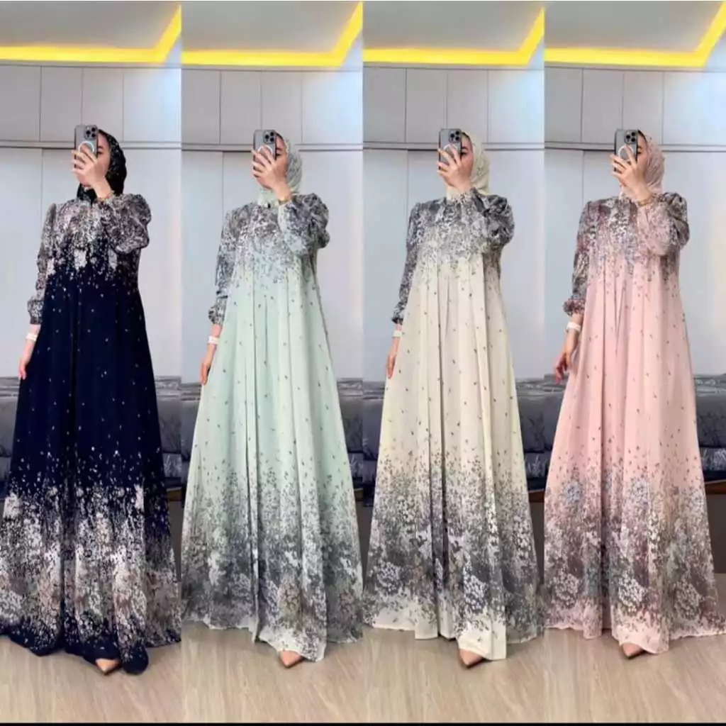 AMANDA BUTIK - Gamis set hijab viona gamis wanita dress mewah busui friendly gamis ceruti elegan set