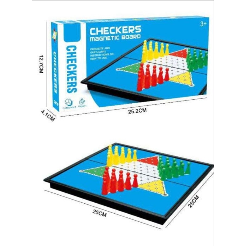 Mainan papan magnet Halma uk besar