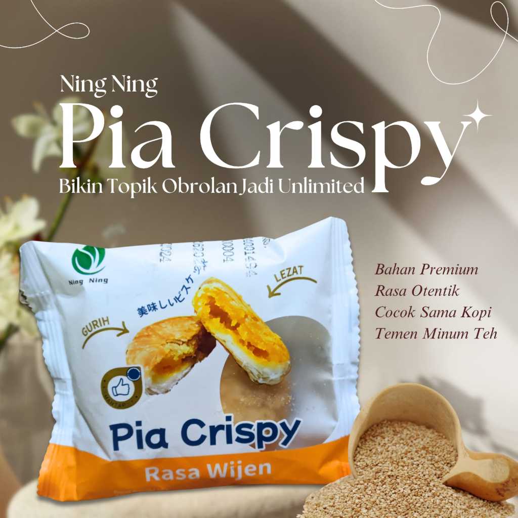 

Pia Crispy Ning Ning - Pia Crispy Rasa Wijen - Paket isi 20pcs (free packig dus)