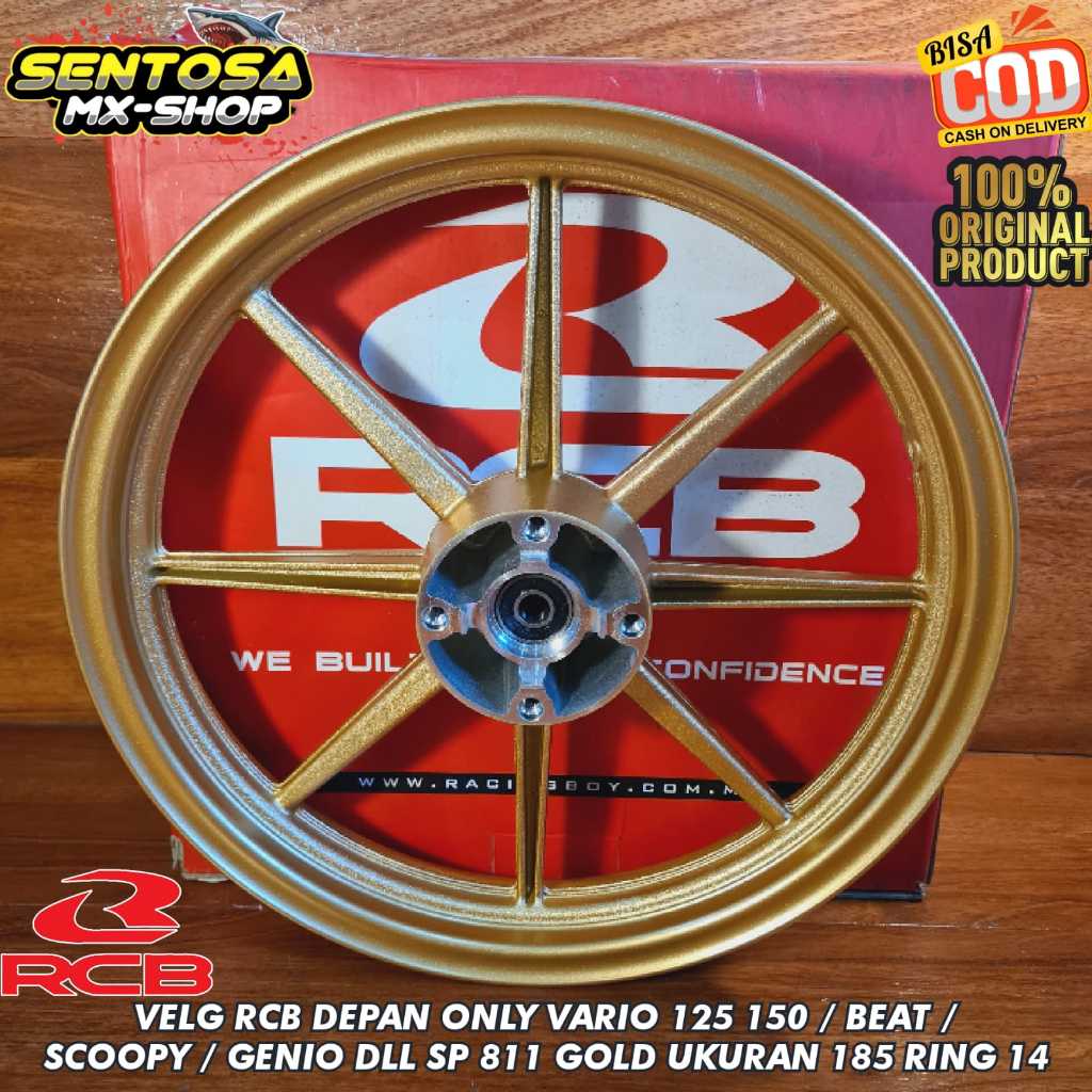 [ RCB ORIGINAL ] VELG RCB DEPAN ONLY VARIO 125 150 / BEAT / SCOOPY FI / GENIO SP 811 GOLD UKURAN 185