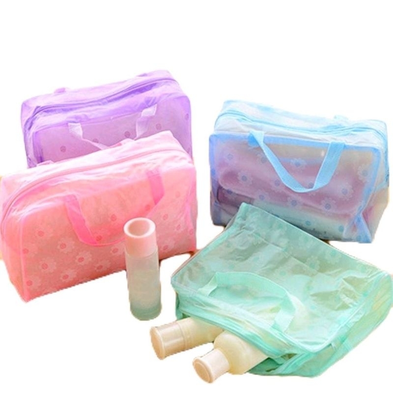 Tas Kosmetik PVC Transparan Anti Air untuk Wanita Model Trevel Bag Murah - Kabin, Travel - Mudik