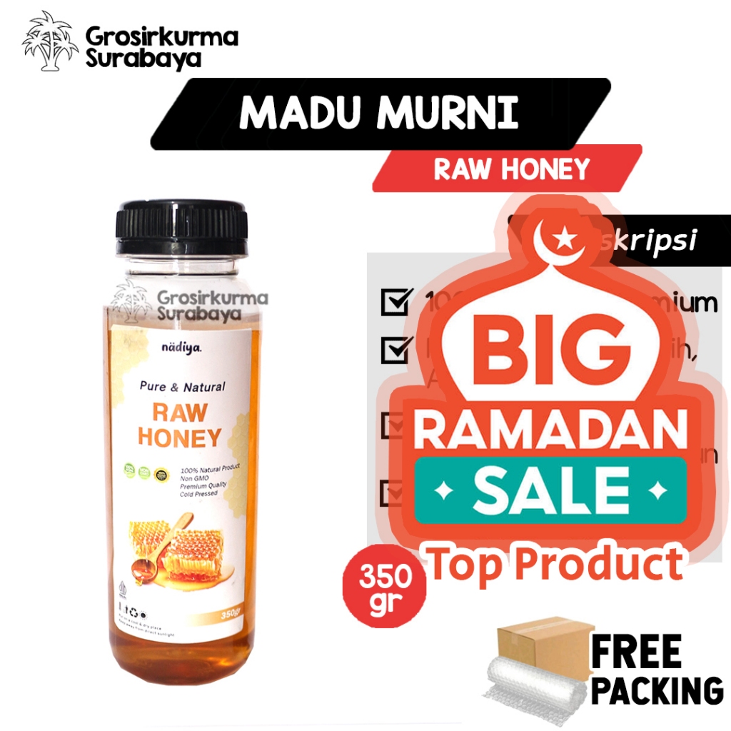 

ASLI MADU MURNI 350GR Premium Quality Multiflora Raw Honey Authentic Nadiya Supleman Kesehatan Anak