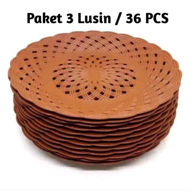 PAKET 3 LUSIN / PIRING ROTAN PLASTIK