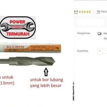

Mata Bor Besi 15.5 mm Reduced Shank Twist Drill Kones Taper 15,5mm