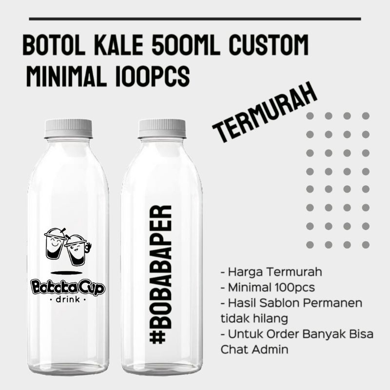 botol kale 500ml+sablon MINIMAL 100pcs