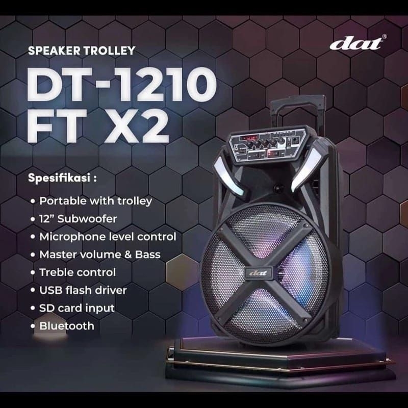 Speaker DAT 12inc Speaker karaoke bluetooth trolly portabel