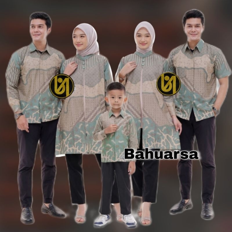 Batik Inara Hijau Sage | Kemeja Pria Dan Wanita | Batik Bahuarsa | Kemeja Anak size M,L,XL,XXL