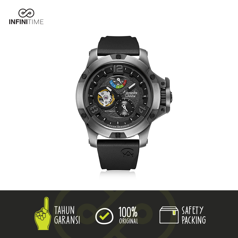 Jam Tangan Alexandre Christie AC 6295 Automatic Full Black Titanium Pria