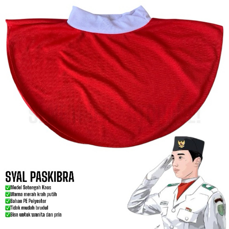 SYAL PASKIBRA BAHAN KAOS - SYAL PASKIBRA MERAH PUTIH - SYAL PASKIBRA BAHAN KAOS LEHER RIB - SYAL UPA