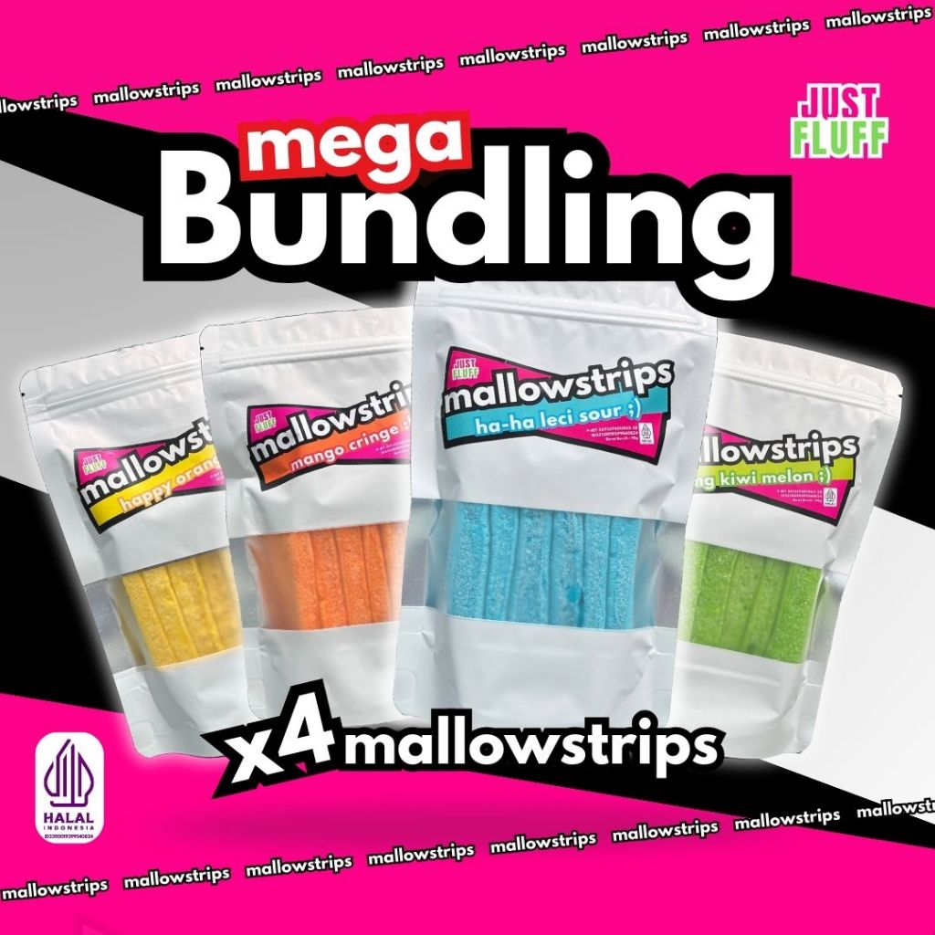 

4 PACK MALLOWSTRIPS [COMPLETE] JUSTFLUFF MARSHMALLOW [HALAL]