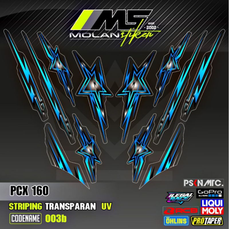 Decal Sticker Striping Variasi Transparan Uv PCX 160 Pcx Star Honda PCX 160 2022-2025 All New PCX 16