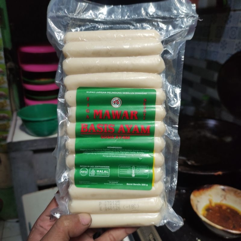 

SOSIS Putih Rasa Ayam Isi 25 Batang Berat 500 Gram