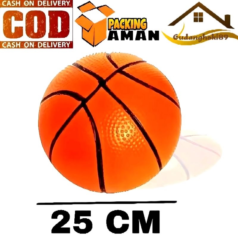 Mainan Anak Bola Basket Karet Ukuran Besar 25CM