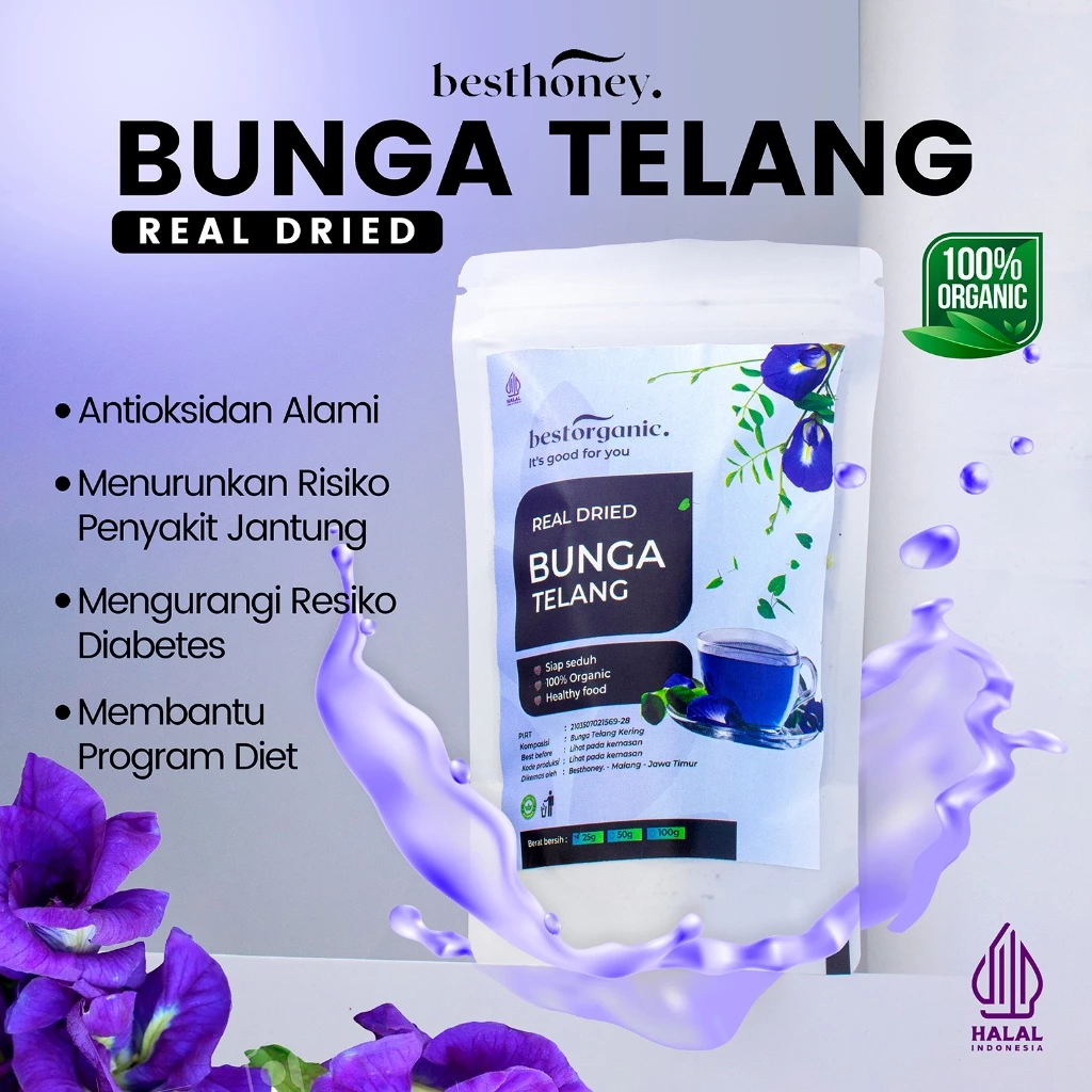 

Best Honey - Teh Bunga Telang Asli - Bunga Kering Grade A - Minuman Herbal - 25 GR