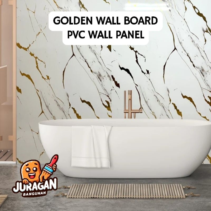 Golden Wall Board PVC Marble Wall Panel | Backdrop Marmer | Wall Panel Marmer | Panel Dinding | Pane