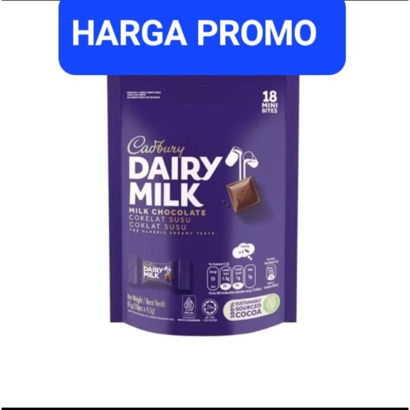 

PROMO CADBURY DAIRY MILK COKLAT SHARE BAR ISI 18 COKLAT