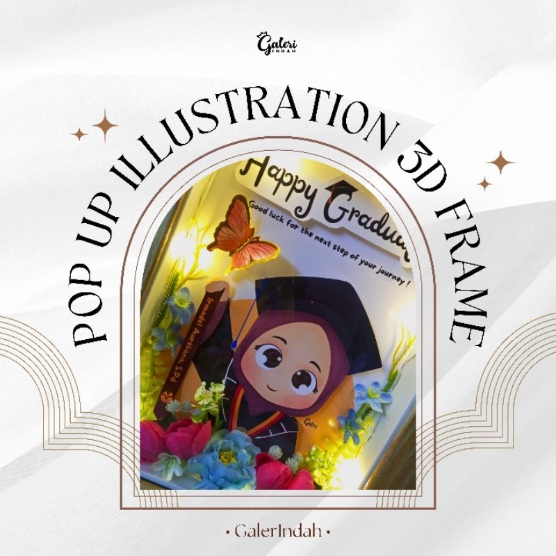 POP UP ILLUSTRATION 3D FRAME | FIGURA 3D | CUSTOM GIFT | KADO PERNIKAHAN | KADO GRADUATION | KADO GU