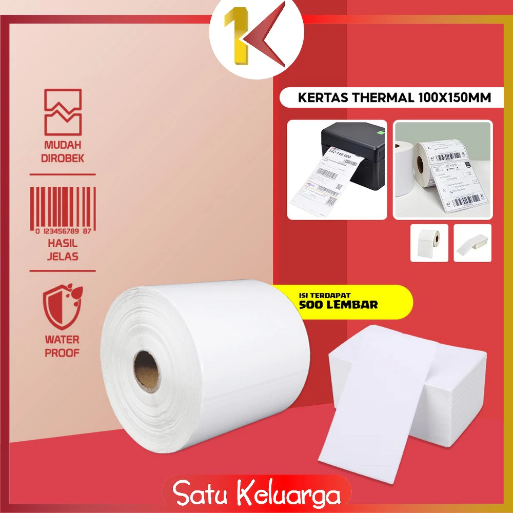 

SK-A72 Label Sticker Thermal 100x150 MM Isi 500 LEMBAR / Kertas Stiker Resi Label Barcode / Kertas Thermal Kertas Printer