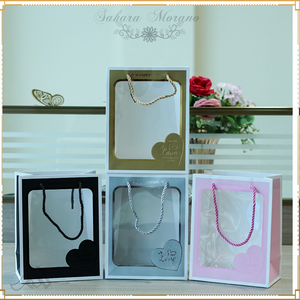 

Paper Bag Mika Transparant Love Shopping Bag Tas Hadiah Gift Bag Tas Souvenir Goodie Bag Tas Hampers