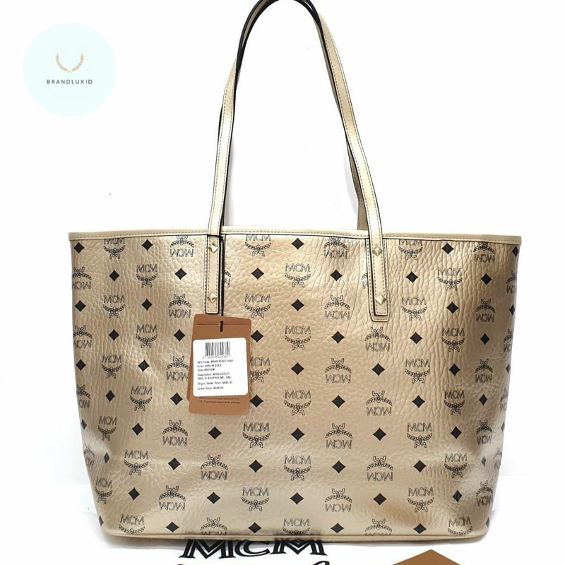 Mcm Aren zip tote  Shopper Birlin Gold