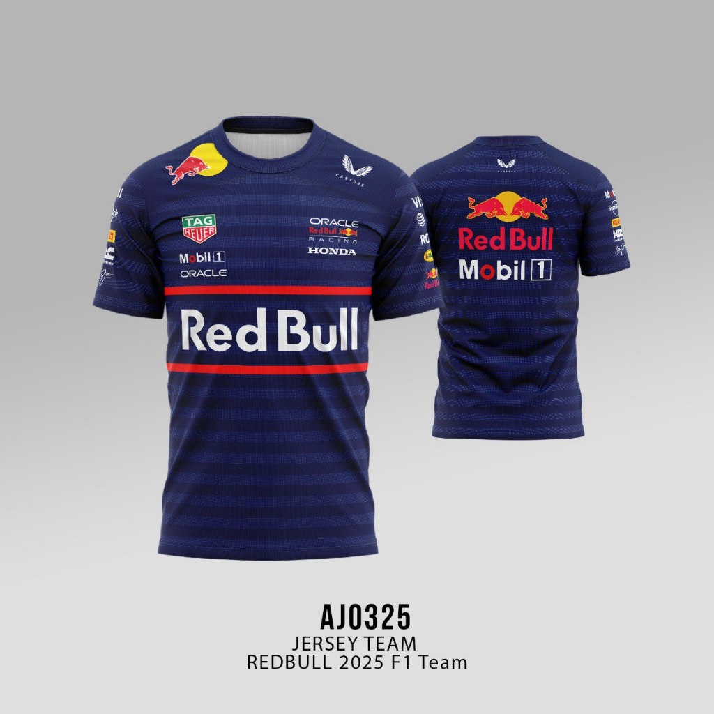 Jersey Baju F1 Oneck Kerah Kancing Redbull 2025 F1 Fullprint XS - 6XL