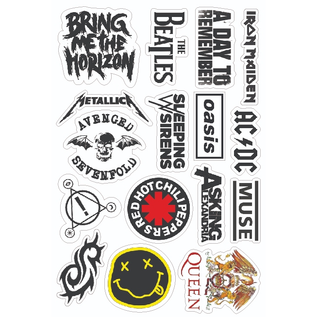 

Sticker logo Band motor sparepart A4+ 31x23cm Stiker Sheet Pack Kiss Cut Logo label