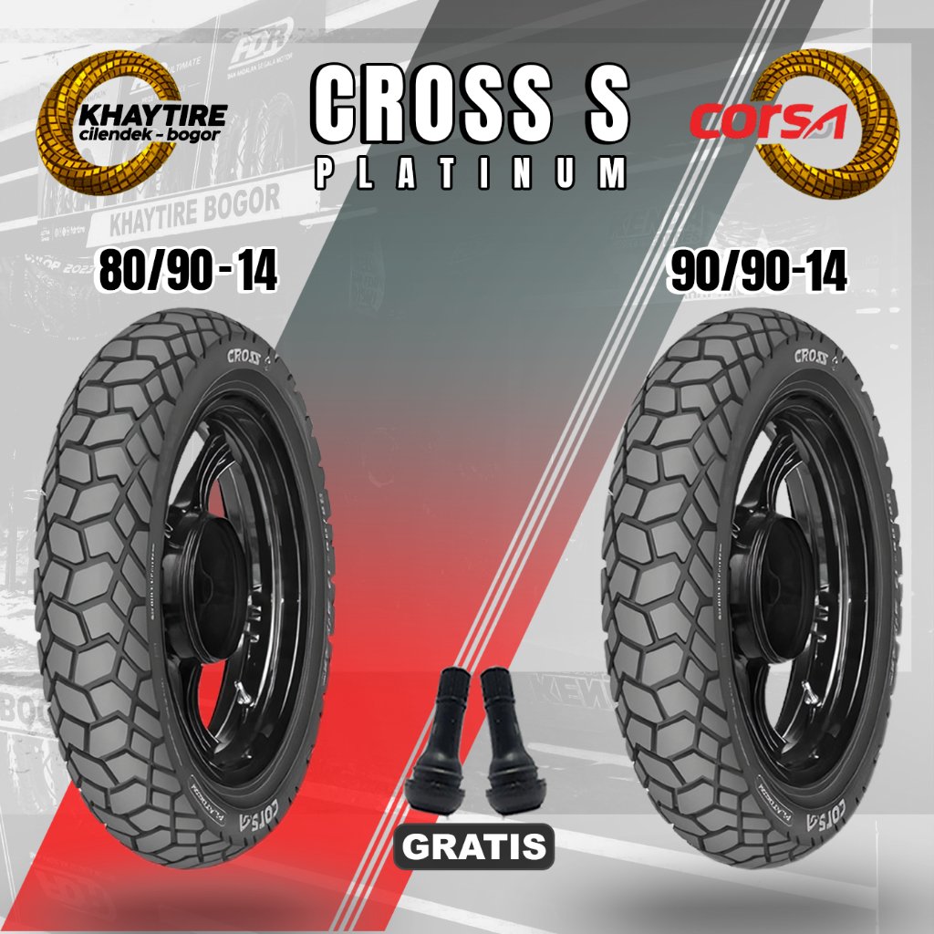 Sepasang Ban Motor Matic CORSA CROSS S PLATINUM 80/90 & 90/90 Ring 14 Tubeless