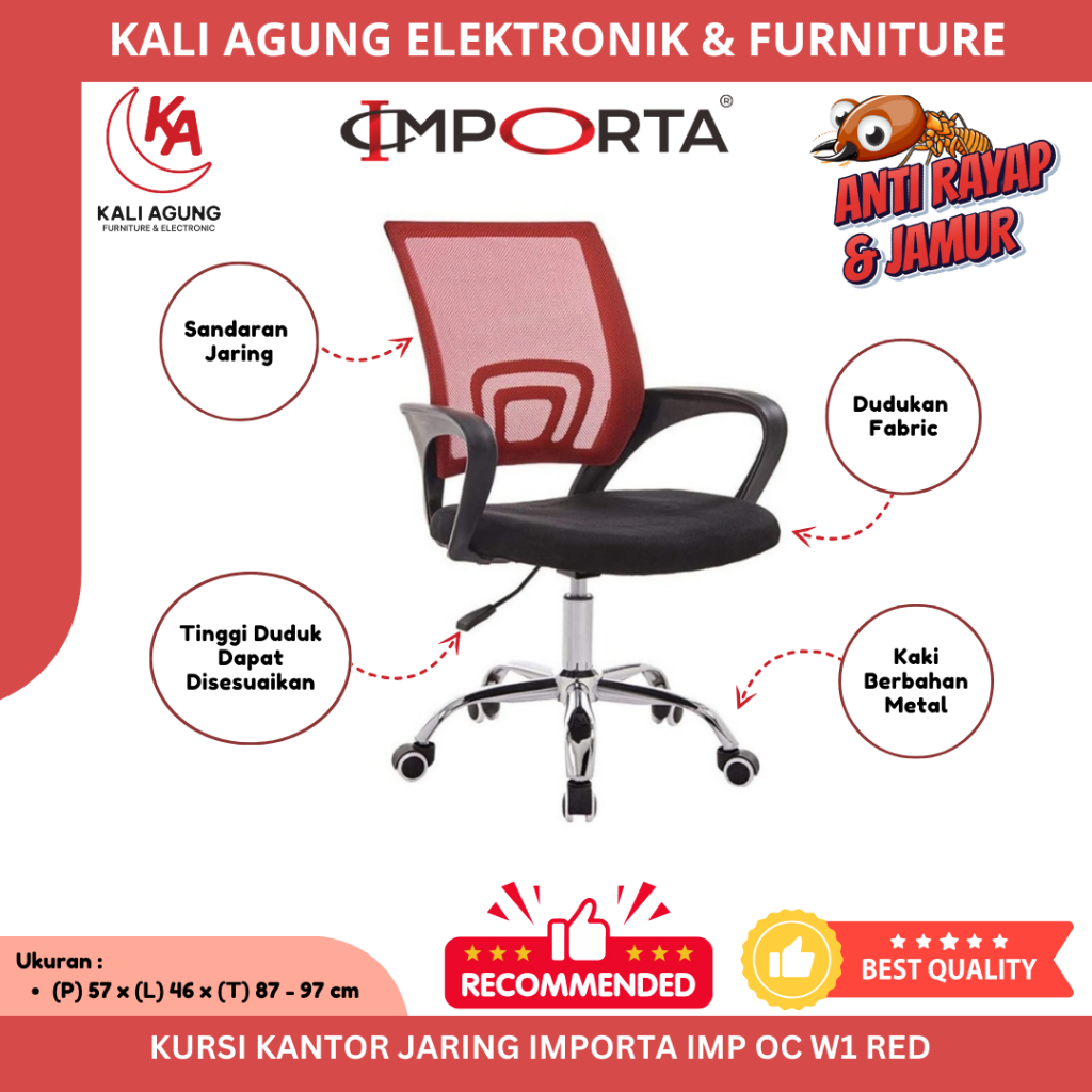 kURSI KANTOR MURAH / KURSI KANTOR JARING / KURSI BELAJAR / KURSI GAMING / IMPORTA /  IMP OC WI / MER