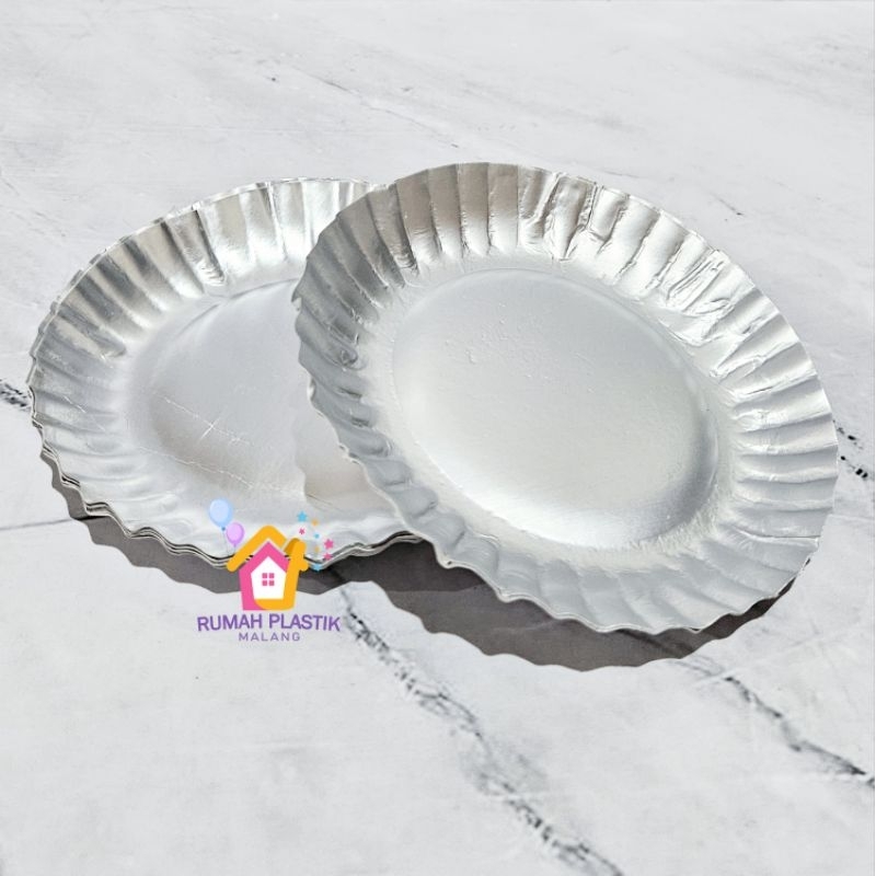 piring kertas kue silver alas tart cake kecil potong ulang tahun peresmian lepek tumpeng hajatan ult