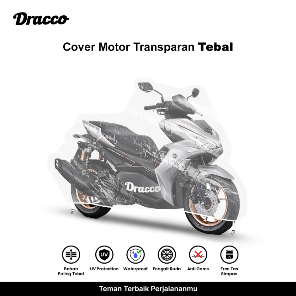 DRACCO sarung motor transparan AEROX waterproof Tebal premium cover motor bening bonus tas simpan