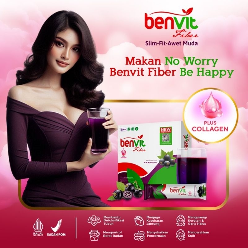 Benvit Fiber Plus Collagen - Kemasan Slimpack Isi 3 Sachet