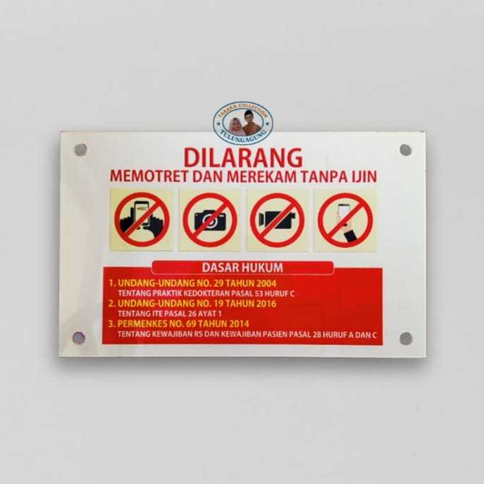 

Papan Akrilik Tanda Dilarang Memotret dan Merekam | Tanda Larangan Mengambil Gambar Tanpa Ijin