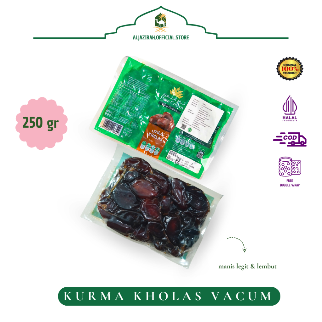 

KURMA KHOLAS DATECROWN | KURMA KHALAS VAKUM DATECROWN 500 GRAM 250 GRAM | PREMIUM AND FRESH DATES