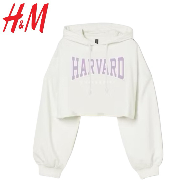 Hoodie HM crop harvard purple sisa ekpor termurah | hoodie branded
