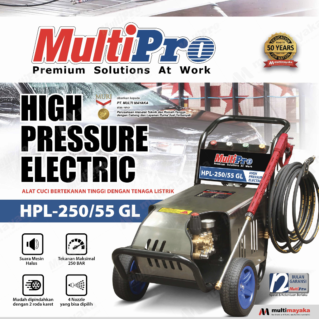 MULTIPRO HIGH PRESSURE ELECTRIC JET CLEANER HPL 250/55 GL