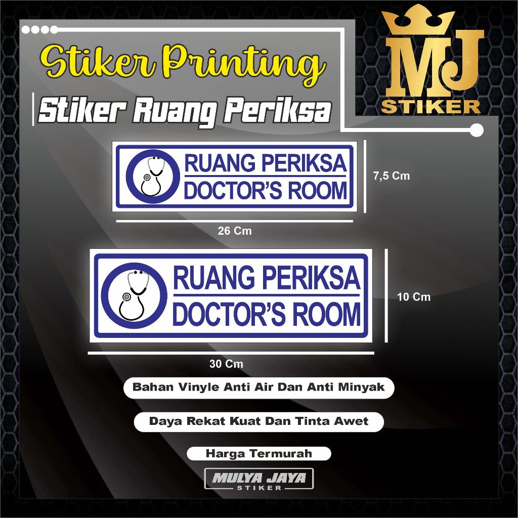 PROMO Mulya Jaya Stiker Ruang Periksa / Stiker Ruang Dokter / Stiker Dokter / Stiker Klinik Puskesma