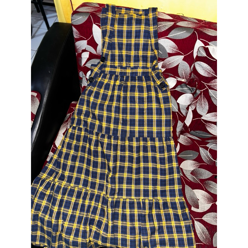 preloved_overall wanita kotak kotak