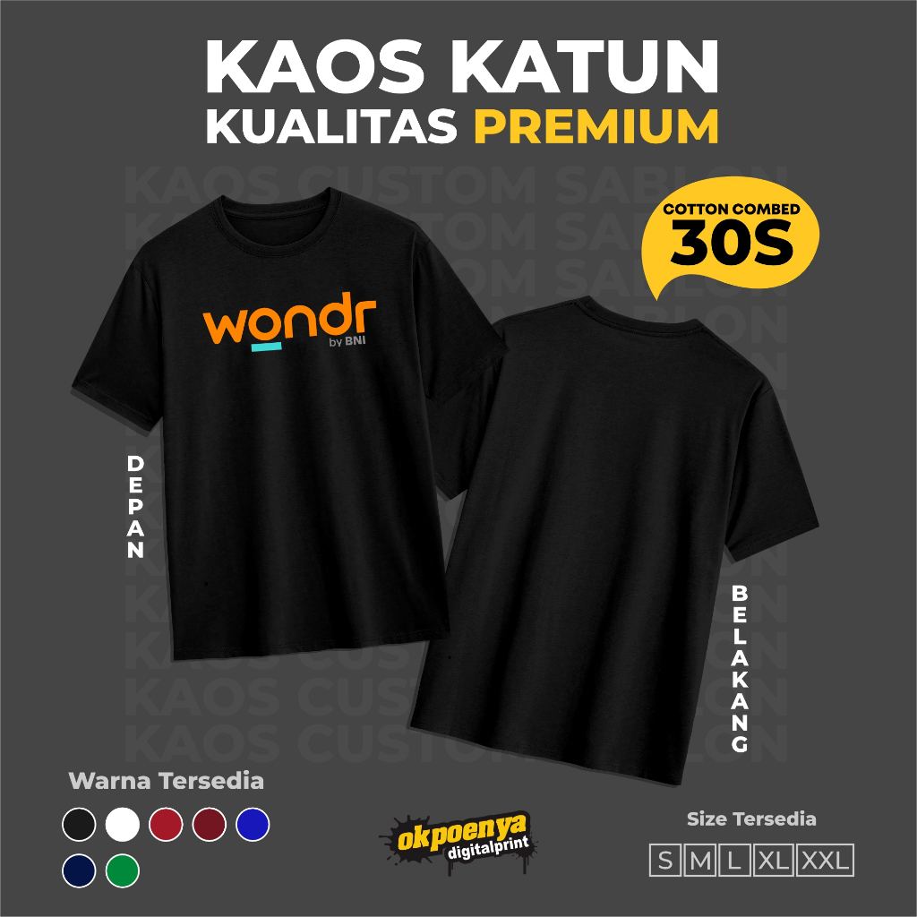 KAOS WONDR BNI KAOS PROMOSI PERUSAHAAN POLOS UNISEX