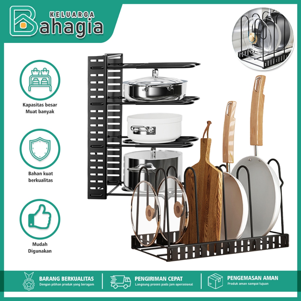 [KB] Rak Susun Piring / Wajan Besi Stainless Steel / Rak Dapur Serbaguna 4/8 Tingkat Minimalis