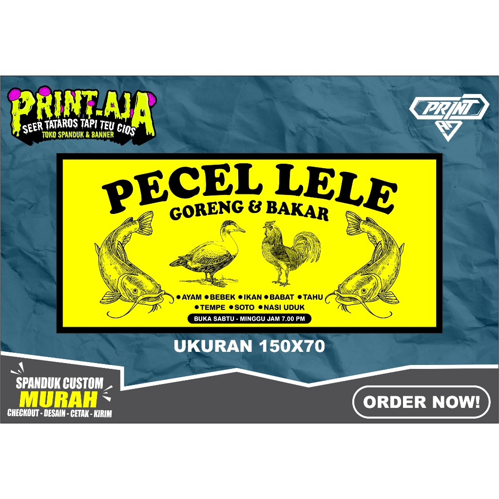 Spanduk Pecel Lele, Banner Pecel Lele 150X70cm COD / Spanduk Pecel Lele, Banner Pecel Lele 150X70cm 