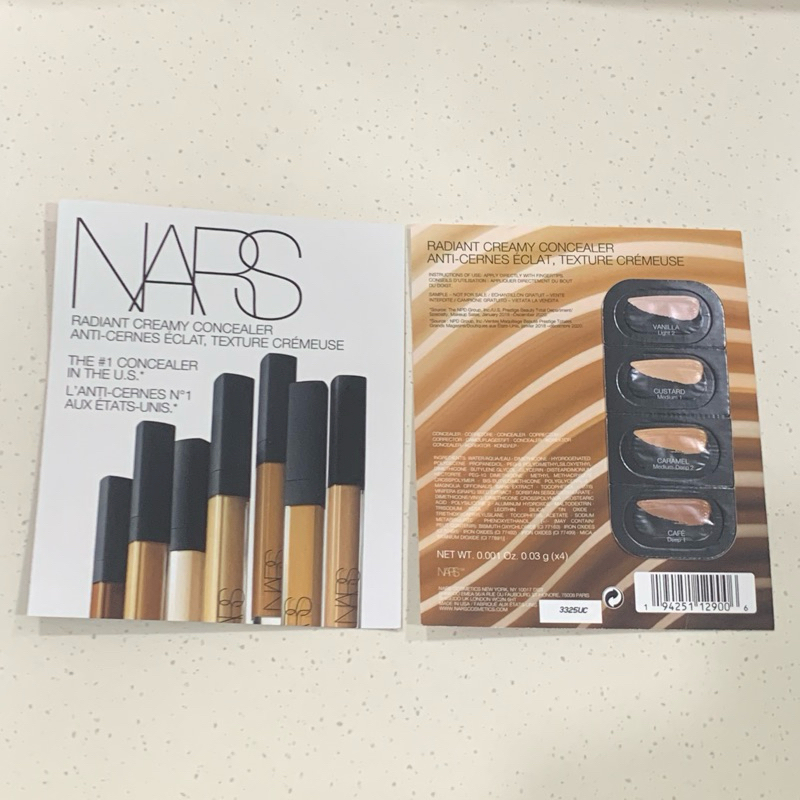 NARS Foundation / Concealer SACHET SAMPLE CARD